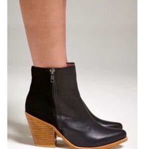 SOL SANA Black Leather Suede Melody Booties